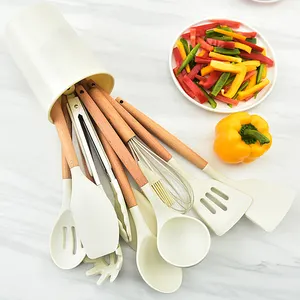 Ustensiles de cuisine antiadhésifs, vente en gros, spatule, outils de cuisine, 12 pièces, ensemble d'ustensiles en silicone, ustensiles de cuisine