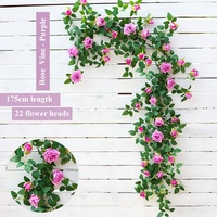 Fleur Artificielle Décorative Rose Vigne Plastique Faux Fleur Enroulement Tenture Murale Plafond Rotin