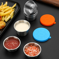 Tasses personnalisées en acier inoxydable 18/8 de 40ml 50ml 70ml pour sauce tasse à sauce à steak occidental tasse à sauce avec couvercle en silicone