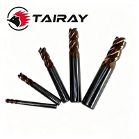 TAIRAY Fraise à queue plate en carbure monobloc 2/3/4 dents, revêtement bronze, pour usinage CNC, 1-25mm, en acier au tungstène, outil de fraisage pour machine