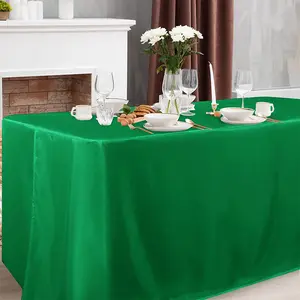 Banquet green tablecloth company event celebration table skirt printed LOGO rectangular table tablecloth for Wedding Anniversary