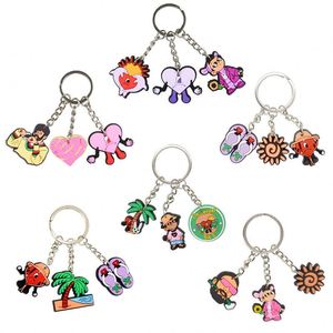 Porte-clés en caoutchouc PVC personnalisés en gros avec logo de voiture, lettres de l'alphabet 2D, dessins animés amusants et créatifs, en forme de plage, rembourrés - Product Image 5