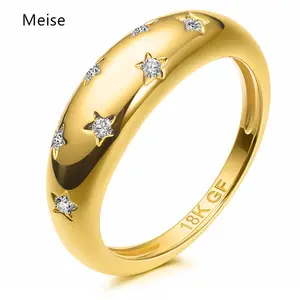 Yiwu Meise chapado en oro 7 Cubic Zirconia incrustado estrella brillante cúpula anillo aniversario anillo
