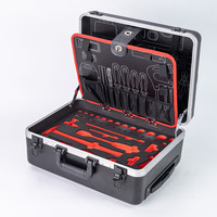 Estuche de Transporte Multifuncional de Plástico Rígido para Almacenamiento de Equipos, con Barra de Arrastre y Ruedas