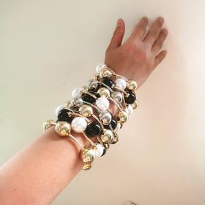 Модный многослойный браслет из бусин с имитацией жемчуга, позолоченный медный сплав, спиральный дизайн, комплект украшений для женщин - Product Image 3