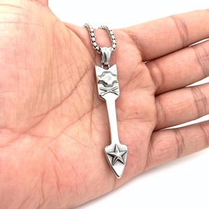 Pendentif flèche en acier inoxydable avec motif étoile, collier unisexe, cadeau pour hommes et femmes 2160112 - Product Image 4