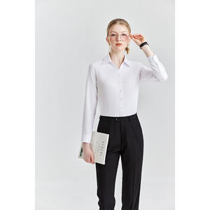 Yw4516 40% कपास 60% पॉलिएस्टर कस्टम लोगो बटन-फ्रंट बिजनेस महिलाओं के लिए लंबी आस्तीन बटन - Product Image 3