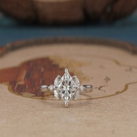 Elegante Anillo de Compromiso de Lujo para Mujer con Diamante Cultivado en Laboratorio de 14K, Corte Marquesa, Certificado IGI, para Boda y Aniversario