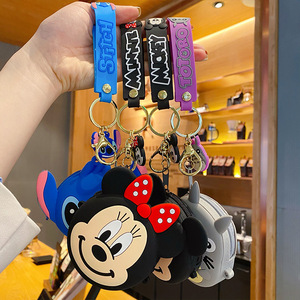 New style cartoon keychain car key holder wallet coin purse pouch earphone storage bag silicone headphone bag