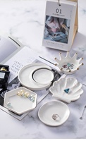 Plateau à bijoux en céramique écologique en forme de nuage, plat à ornements moelleux, organisateur de bijoux personnalisé, décoration esthétique pour coiffeuse