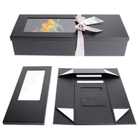 Boîte de fleurs de roses éternelles de luxe faites à la main, en carton avec revêtement UV, lamination brillante, gaufrage, type dossier, ruban, écologique