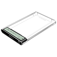 SHUOLE ABS HDD casing 2.5 inci SATA ke USB 3.2 adaptor SSD untuk 1TB 2TB 3TB 4TB Hard Disk Drive kotak HDD penutup dengan tampilan LCD