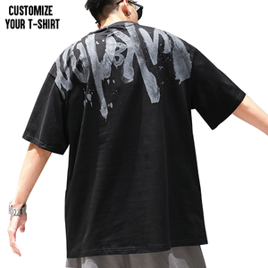 Gran tamaño Casual en blanco todo el cuerpo estampado logo camisas 100% algodón hombres camisetas personalizadas Streetwear gradiente logo estampado Camiseta corta - Product Image 3