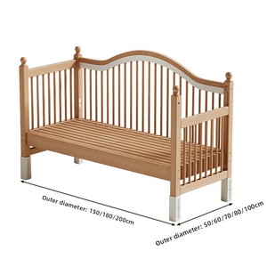 Cama empalmada para niños de madera maciza de altura ajustable 2025, abrigo <span class=keywords><strong>convertible</strong></span> para cabecera de bebé, <span class=keywords><strong>cuna</strong></span> - Product Image 5