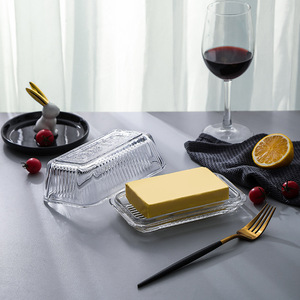 Beurrier <span class=keywords><strong>en</strong></span> <span class=keywords><strong>verre</strong></span> <span class=keywords><strong>rectangulaire</strong></span> transparent de style vintage avec couvercle - Product Image 6