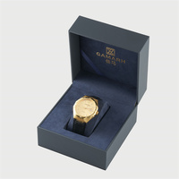 Montre-bracelet de luxe pour homme à quartz, boîtier plaqué or, lunette romaine, fenêtre de date, bracelet en cuir motif crocodile, étanche