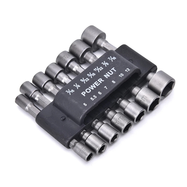14pcs/set Screwdriver Wrench 1/4" Screw Metric Nut Driver Tool Set Adapter Drill Bit 5-12mm Hexagonal Shank Hex Nut Socket