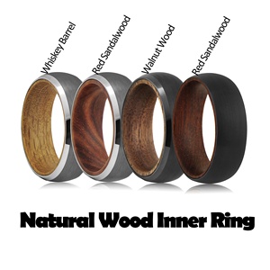 Anillos de carburo de tungsteno negro, barril de whisky, anillos de boda de madera - Product Image 5
