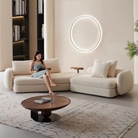 Ensemble de canapés modulaires Zayshine en sherpa blanc crème, style italien moderne et luxueux, pour salon, villa, appartement, canapé d'angle en forme de V