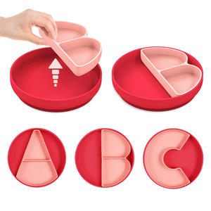 <span class=keywords><strong>Assiette</strong></span> à dîner en silicone à ventouses séparées, dessin animé personnalisé, durable, créative, transfrontalière, vaisselle pour enfants, bébé - Product Image 3