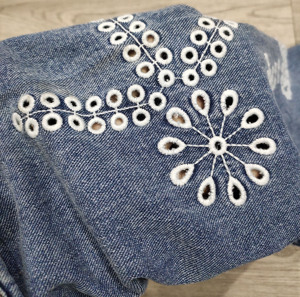 Bufa Jean Factory, ropa de <span class=keywords><strong>mujer</strong></span> personalizada, chaqueta vaquera de gran tamaño para <span class=keywords><strong>mujer</strong></span>, abrigos elegantes, chaqueta vaquera con bordado calado - Product Image 4