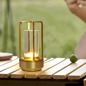 Lámpara de Mesa de Cristal Moderna con Alimentación de 5V, Lámpara de Escritorio Inalámbrica Recargable de Aluminio, con 3 Colores y Atenuación Gradual para Hoteles - Product Image 2
