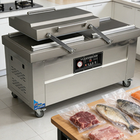 Scelleuse sous vide électrique 500PD à double chambre spécifique aux fruits de mer, commerciale, Fresh-Lock, pour usine, magasin, produits chimiques, facile à nettoyer, durable
