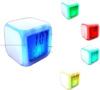 6 Buah Jam LED Sublimasi Kosong Jam Alarm Digital Berubah Warna LED dengan 3 Buah Aluminium Sisipan untuk Logo Cetak yang Dipersonalisasi