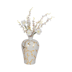 Vaso in ceramica moderno con design a rami dorati per decorazione del soggiorno - Product Image 2