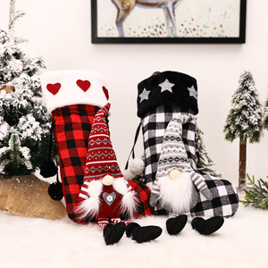 TC Wholesale Christmas Supplies - Chaussettes de Noël en velours à carreaux pour la décoration de la maison, ornement de fête, cadeau pour enfant, chaussette de Noël - Product Image 4