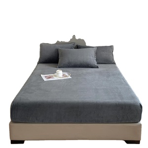 Soft Warm Winter Velvet <strong>Fleece</strong> Bed <strong>Fitted</strong> <strong>Sheet</strong> Thickened Coral Flannel Polyester Milk <strong>Fleece</strong> Mattress Protector Cover Woven - Product Image 1