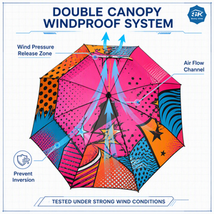 Parapluie de golf durable, entièrement imprimé, coupe-vent et imperméable, avec poignée ergonomique antidérapante, pour une utilisation en extérieur - Product Image 4