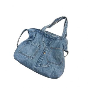 Qualité supérieure grande capacité femmes Denim sacs à main Messenger toile sac fille Cowboy <span class=keywords><strong>Art</strong></span> Shopping épaule Blues fourre-tout sacs - Product Image 1