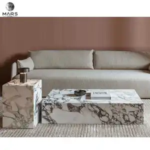 MARSSTONE-Table basse rectangulaire calacatta violet, plinthe veinée, plateau design personnalisé, plinthe en marbre pour la décoration intérieure, vente à chaud
