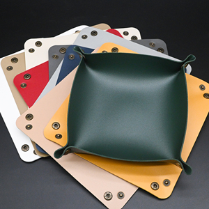 En stock, <span class=keywords><strong>plateau</strong></span> de rangement carré pliable à double face en similicuir, petit format, pour la décoration de la maison - Product Image 3