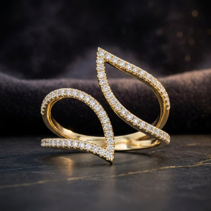 Bague de fiançailles et d'anniversaire de luxe en or 10K 14K 18K et argent 925 935, sertie d'un diamant de laboratoire taillé en spirale de feuille, inspirée de la nature - Product Image 1
