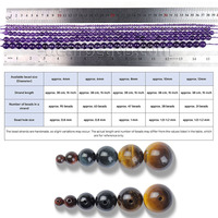 Perles en pierre naturelle en gros : Améthyste, Citrine, Quartz Rose, Perles de cristal pour la fabrication de bijoux DIY, 4, 6, 8, 10, 12 MM, 38 CM