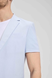 Completo Estivo da <span class=keywords><strong>Uomo</strong></span> in Misto Lino Traspirante, <span class=keywords><strong>Blazer</strong></span> a Maniche Corte e Pantaloncini, Set 2 Pezzi <span class=keywords><strong>Azzurro</strong></span>, Abito Casual Formale - Product Image 5