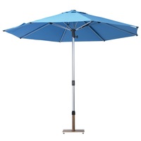 Parasol de marché solaire à LED en gros 3m avec base croisée, mât en aluminium à levage hydraulique pour café, restaurant, terrasse, jardin