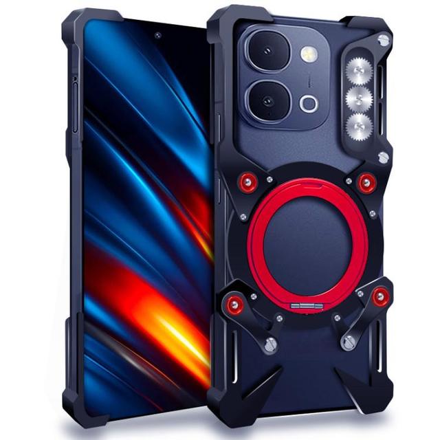For vivo IQOO Z11x 5G Rotating Bracket Hollow Metal Phone Case with Lanyard