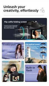 Appareil photo numérique à écran tactile, appareil photo de voyage, 7200W pixels, 4K, appareil photo pour étudiants, zoom optique CMOS, <span class=keywords><strong>image</strong></span> électronique - Product Image 3