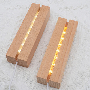 Base Luminosa LED in Legno Personalizzabile 15cm con Interruttore USB per Lampade Rettangolari in Acrilico Fai-da-Te - Product Image 5