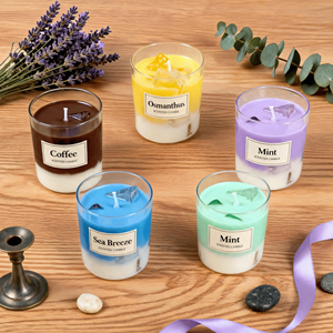 Luxury Two-layer Bicolor Scented Soy Wax <b>Candle</b> With Crystals For Minimalist Home Decor Wholesale Private Label Premium <b>Set</b> - Product Image 1