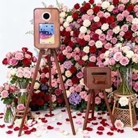 Photomaton en bois pour fêtes avec support triangulaire pliable pour toutes les occasions