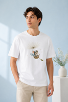 Kaos Lengan Pendek Kerah Bulat Kustom dengan Grafis Original Dandelion Pilot Mouse