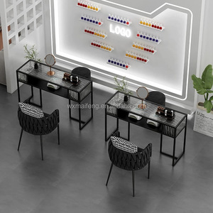 Venta caliente para la fábrica de salón <span class=keywords><strong>Precio</strong></span> bajo Muebles de salón de belleza Metal Mármol Manicura <span class=keywords><strong>Mesa</strong></span> de uñas - Product Image 2
