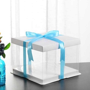 Wholesale Foldable Square Minisize Birthday Transparent Double Layer PET Cake <b>Box</b> - Product Image 1