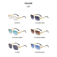 2023 Lunettes de Soleil Pas Chères Mode Vintage Tête de Léopard Double Pont Élégantes Sans Monture Protection UV400 pour Femme