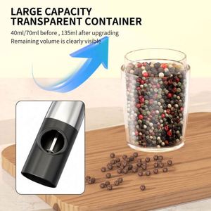 Gravity Electric Stainless Steel Salt <b>Pepper</b> <b>Grinder</b> Set Rechargeable 2 Pack Adjustable Roughness 135ml Capacity 1 Year Warranty - Product Image 5