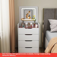 Coiffeuse moderne et simple, pliable et réglable, avec miroir éclairé, en acier inoxydable et panneau MDF, pour chambre à coucher compacte
